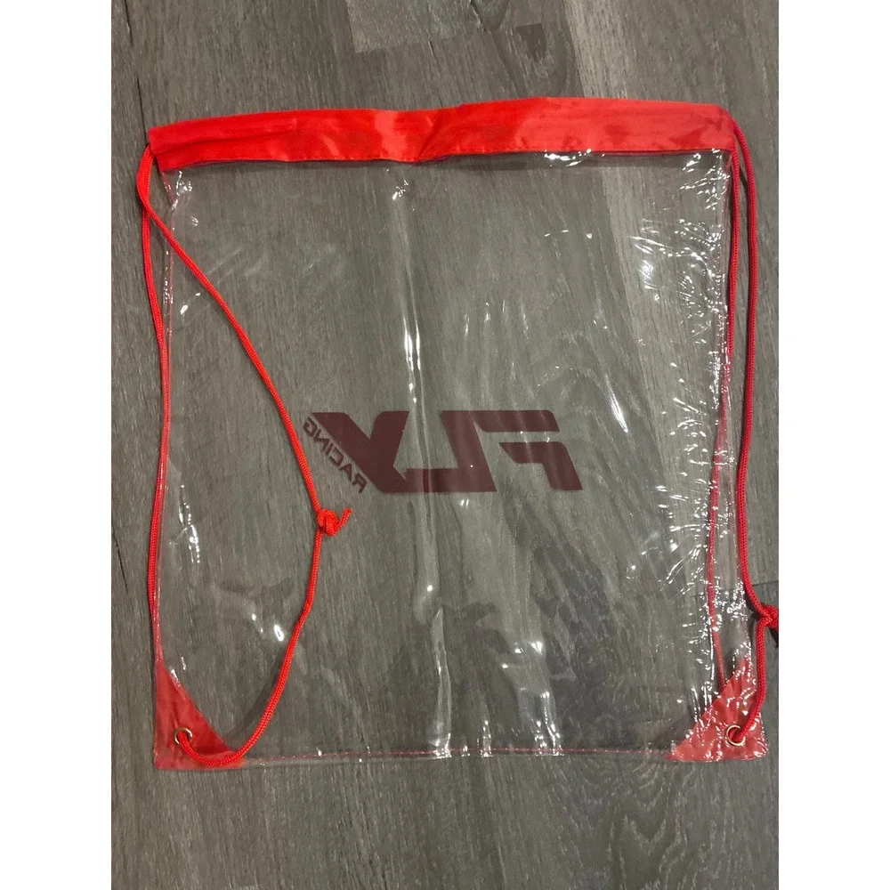 Fly Racing Clear Drawstring Backpack Red Trim Stadium Approved Cinch Bag PVC - Picture 3 of 5